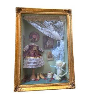 Victorian Shadow Box with Gold Frame
